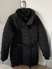 F&f Womens Double Padded Long Black Warm Duvet Style Puffer Coat - Uk 16