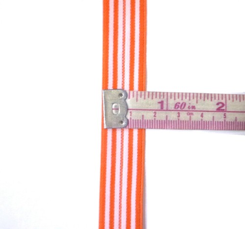near 3/4" 18mm wide Torrid Orange w/ white Stripe Thick Elastic Band EB44 - Picture 9 of 9