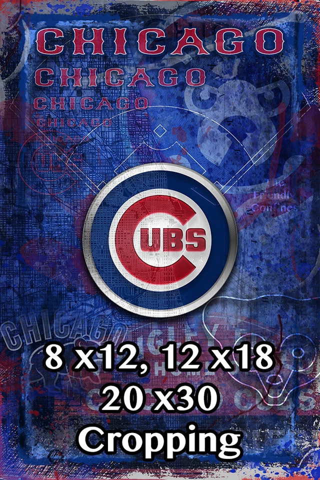 Chicago CUBS Poster, The CHICAGO CUBS MLB Baseball Print Free Shipping Us - Image 3 of 4