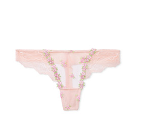Victoria's Secret Dream Angels unlined bra set embroidery pink rose bud sheer