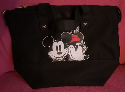 Anello Disney Mickey Minnie Mouse Black Tote Handbag Bag With