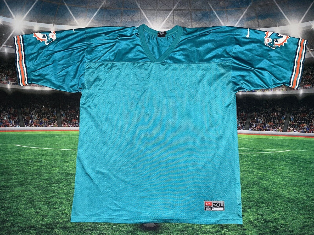 Vintage 90's Miami Dolphins Black Jersey Nike Sz 2XL Teal Preowned