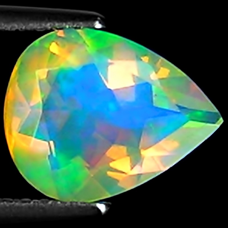 1.35 Ct Natural Ethiopian Faceted Opal Gemstone Multi Color Pear Cut