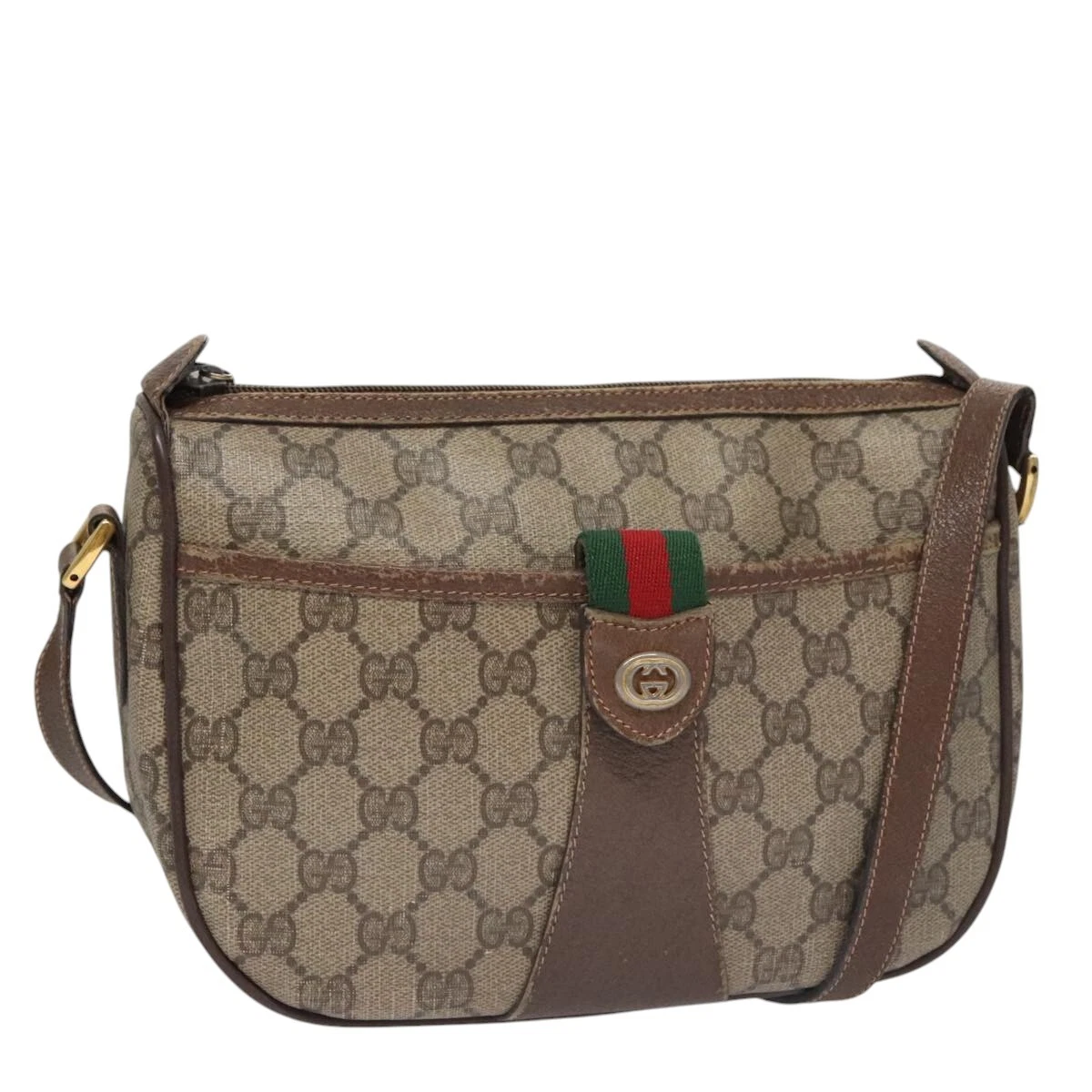 Sac à bandoulière GUCCI GG Supreme Web Sherry Line PVC beige 89 02 032 authentique 105222