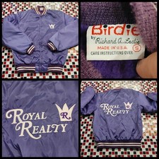 Vtg 70's 80's Birdie SMALL Snap Satin Bomber Jacket PURPLE Made in USA Nylon