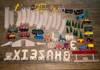 Huge Lot Of Wooden Thomas Tracks Trains Extra Parts & Pieces Trees Letters Toby