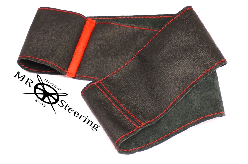 SE ADAPTA A VOLKSWAGEN NUEVO ESCARABAJO 1997-10 CUERO REAL CUBIERTA VOLANTE + CORREA ROJA Foto 2 de 4