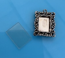 Vintage Sterling Silver Ornate Heart Picture Frame Bracelet Charm Pendant