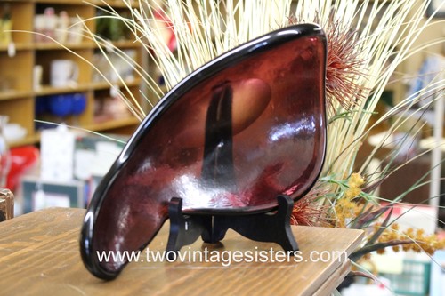 Blenko Free Form Dish Maroon Winslow Anderson - Picture 8 of 10