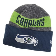 SEATTLE SEAHAWKS Beanie Hat One Size Blue Green NEW ERA Pom NFL Football