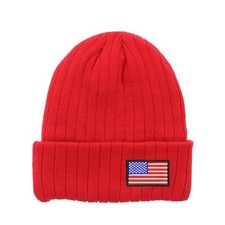 American flag embroidered fleece beanie hat, insulated winter hat, USA flag hat