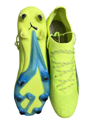 Puma Ultra Ultimate 106868 01 FG/AG Yellow Blue Mens Soccer Cleats