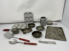 Childrens Toy Play Aluminum Baking Pans Kitchen Accessories Lot of 14 Vintage