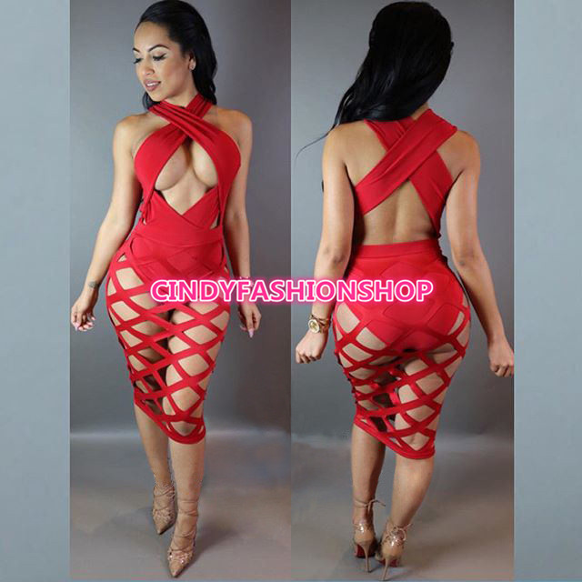 2016 New Elegant Women Sexy Bodycon Party Hollow Out Bandage