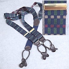 Alexander Julian Suspender GREEN BURGUNDY TAN NAVY BLUE JACQUARD BOWN LTHR Brass