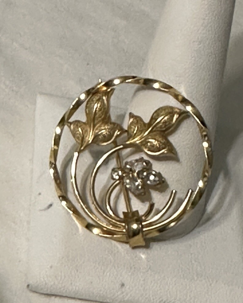 VINTAGE C.R. CO 12K GF RHINESTONE LEAF BROOCH PIN | eBay