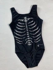 DESTIRA gymnastics Leotard SKELETON Halloween LEO gk BLING STUDS Adult Small AS