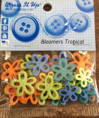 DRESS IT UP FLAT BUTTONS #2765 BLOOMERS TROPICAL- 25 PCS IN A PACK