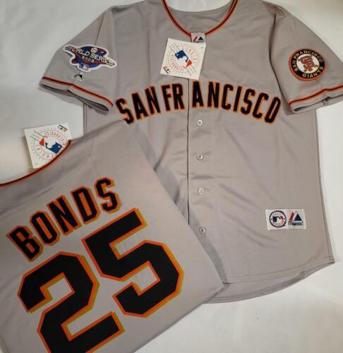 Majestic San Francisco Giants BARRY BONDS 2002 World Series Baseball JERSEY Gray - Picture 1 of 2