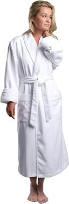 Elegant White Spa Microfiber Hotel Bathrobe with Terry Lining - UNISEX Medium