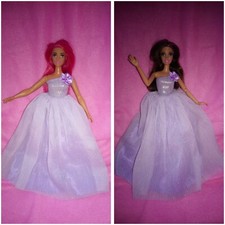 Barbie & Curvy Puppen Kleid Lila Prinzessin Königin Ballkleid Brautkleid K55