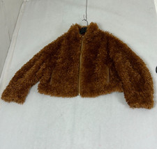 Maeve Anthropologie Honey Brown Teddy Faux Fur Full Zip Jacket Womens Size Large