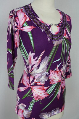 Damen Pullover Oberteil Pulli Orchideen Perlen Viskose IMAGINI Gr.34,36,38,40,