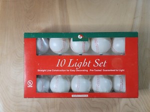 Kurt Adler Baseball Lights 10 light set WORKS Sports theme NEW