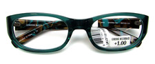Corinne McCormack Teal/Brown Marble Reading Glasses DANI 1.00 52/19-135