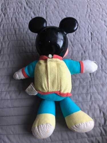 Vintage 1990 Mickey Mouse Plush Doll hard head moon shirt - Picture 6 of 13