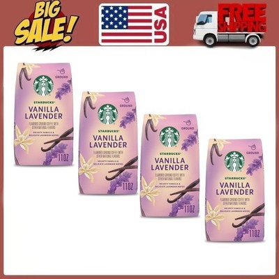 4packStarbucks Vanilla Lavender, Hot or Iced Coffee, Flavored Ground Coffee, 11