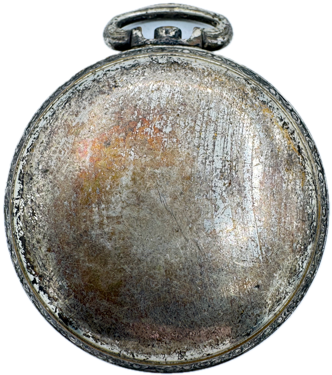 Antique 16 Size Keystone Chrome Plated Open Face Pocket Watch Case Engraved USA