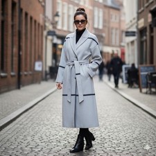 NWT Karl Lagerfeld Womens Belted Wool Trench ...