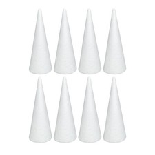 8 PCS 3.75x9.7 Inch White Foam Cones DIY Arts Crafts Christmas Tree Supplies