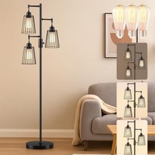 Dimmable Industrial Floor Lamp, Farmhouse Floor Lamp Standing Lamp Matte Black