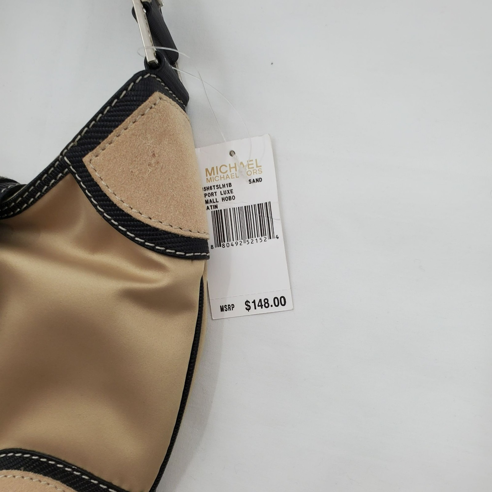 MICHAEL Michael Kors Women's Sport Luxe Small Hobo Satin Bag Sand New With Tags thumbnail 7