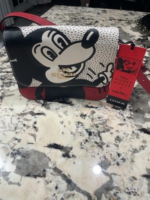 ** LIMITED EDITION **Coach Disney Mickey Mouse Crossbody Bag Red Blk/White