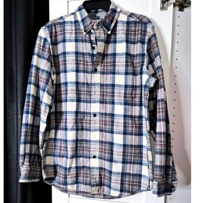 LLBean Flannel Shirt Men's M Regular Plaid Button Down Slightly Fitted
