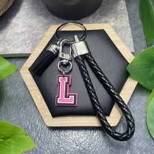 5  Stainless Steel Tassel Initial L Charm Wristlet Keychain New Free Ship D1681
