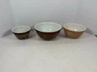 Pyrex Woodland Nesting Mixing  Bowls 401 402 403 Brown Tan Vintage MCM Set of 3
