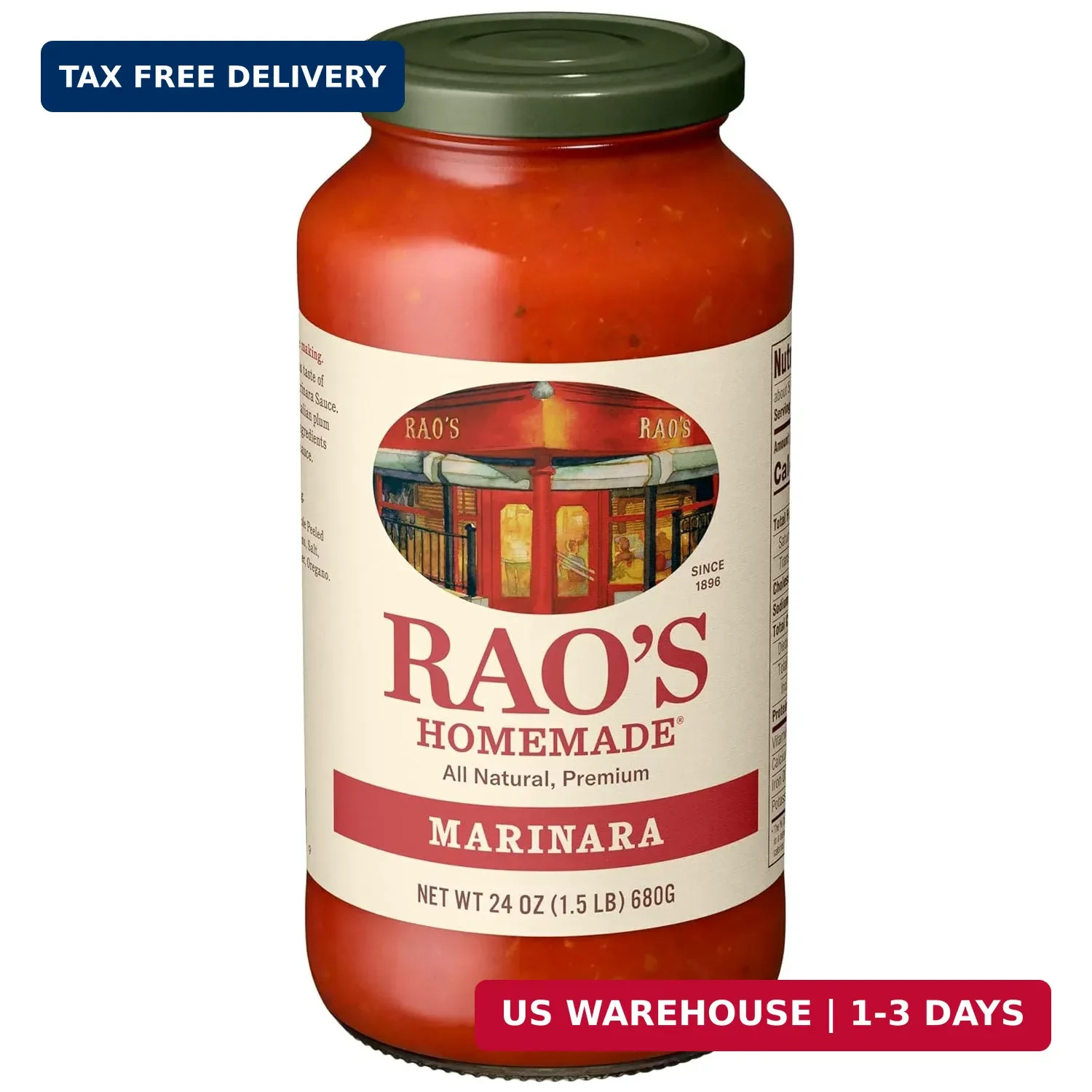 Rao's Homemade Marinara Sauce, 24 oz, All Purpose Tomato Sauce, Pasta Sauce, Car