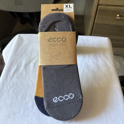 ECCO No-Show SocksUnisex Gray/Tan ￼2 Pair Pack Lightweight 71% Cotton 26% Polyes