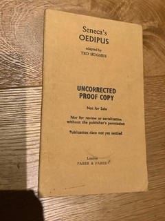 Seneca's Oedipus by Hughes Ted Uncorrected Proof Copy Paperback Book Faber 1969