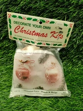 VTG Merri Mac Ornament Kit Christmas Mary Maxim Victorian Lace Peach