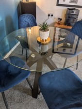 Dining Table and Chairs Set with Soft Seating and Toughened Glass Top