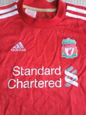 Liverpool FC Football Home Kit Red Adidas Standard Chartered  Boy Size 9-10Y VGC
