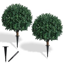 Artificial Boxwood Topiary Ball Trees 2pcs UV Resistant Faux Bushes