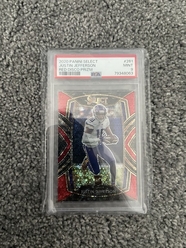 2020 Panini Select Justin Jefferson Club Level Red Disco Prizm /49 PSA 9 RC