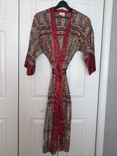 Women s Vintage Floral Short Bathrobe Size L Slinky Kimono Inner Most
