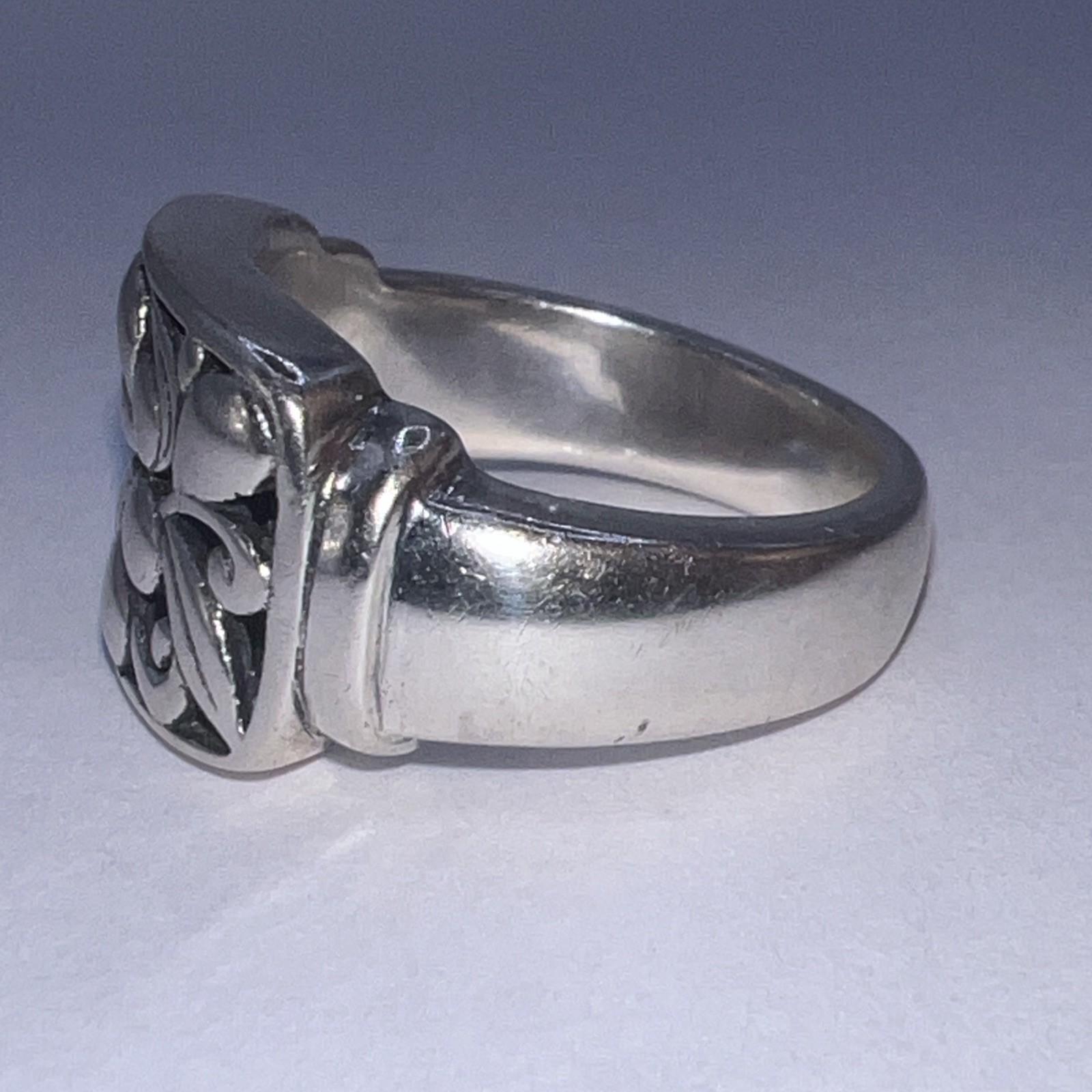 Floral Design Solid Sterling Silver Ring Size 10.… - image 5